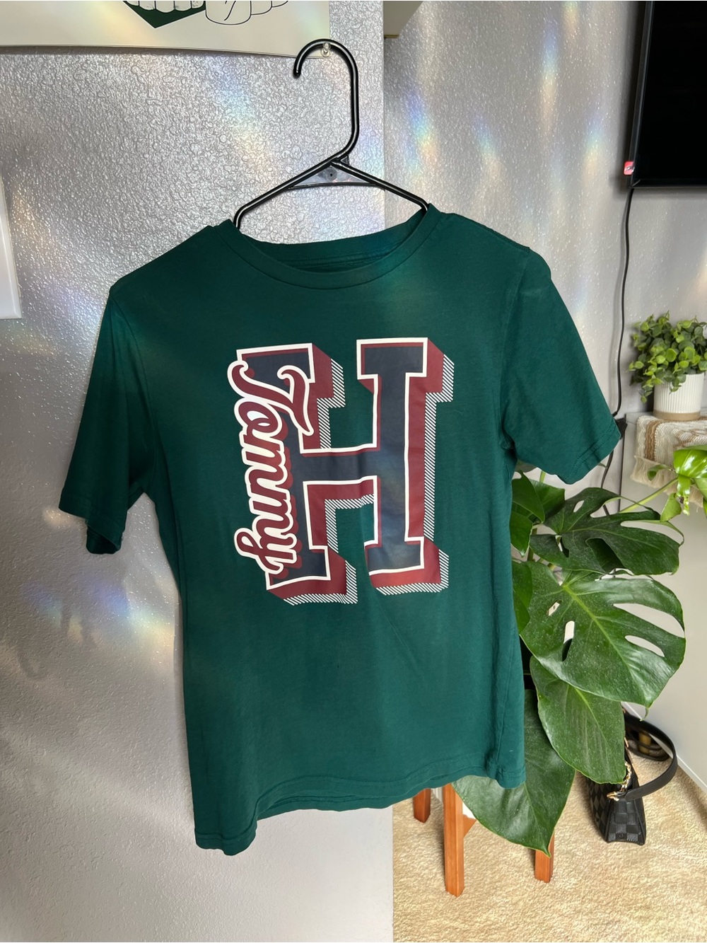 Tommy Hilfiger Teal Graphic Tee with Red and White Accent
